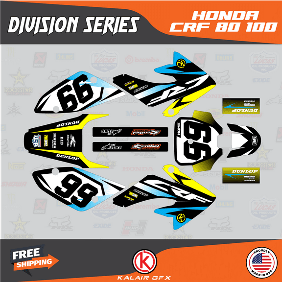 Kalair GFX Graphics Kit for Honda CRF80 (2004-2010) Division Series