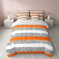 thumbnail image 3 of Homewish Geometric Stripes Full Size Bedding Sets for Girls, Orange White Gray Full Size Bed in a Bag, Gray Reversible, 7-Piece, 3 of 7