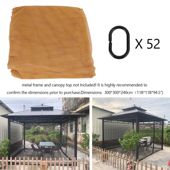 TOPTENG Gazebo Universal Replacement Netting - Outdoor 10'x10' Gazebo 4-Panel Screen Walls with Zipper