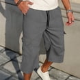 thumbnail image 5 of Dwellite Long Shorts Mens Below Knee Relaxed Fit Sweat Cargo Shorts Casual 3/4 Capri Pants Golf SweatShorts Multi Pockets Gray 2XL, 5 of 6