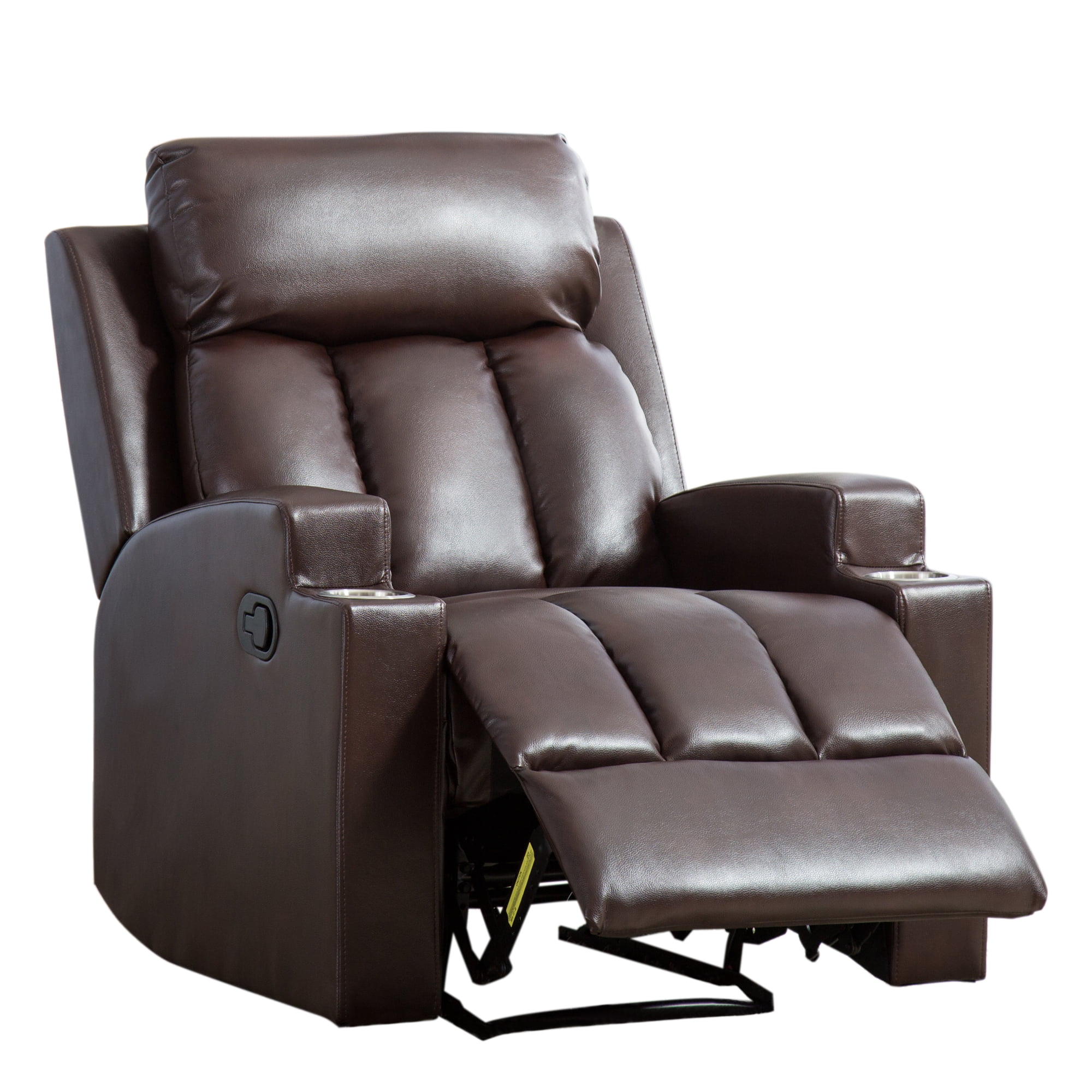 Breathable PU Leather Recliner Chair with 2 Cup Holders
