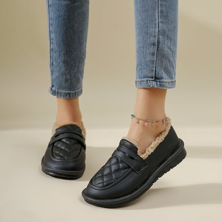 

Women‘s Thermal Lined Loafers Slip-on Winter Thick Plush Warm Shoes