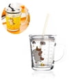 thumbnail image 3 of Soleiler Animal Print Taza de agua para niños Taza de leche para niños con pajita Taza de leche para niños con graduación 350 ml Vidrio para niños Apto para lavavajillas (Unicornio) Ormromra LKX-1441, 3 of 8