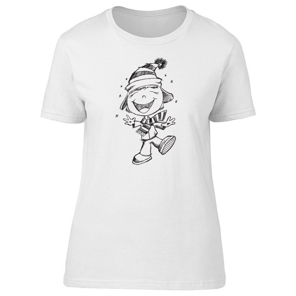 Little Girl Playing In The Snow Tee Women's -Image by Shutterstock