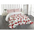 thumbnail image 3 of Ambesonne Fruits Quilted Bedspread Set 3 Pcs, Vibrant Cherries Summer, King Size, Hunter Green Coconut, 3 of 5