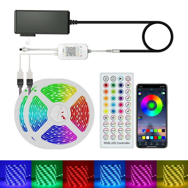 Mistaha Smart LED Strip Lights RGB 65.6ft. 5050 Color Changing Lights BT Connection with APP & 40 Keys Remote Control Tape Lights Christmas Decoration Light for Home Party Festival