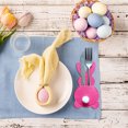 thumbnail image 5 of Set of 4 Easter Bunny Utensil Cutlery Holders Pouch Bags Felt Silverware Holder Bag Utensil Sleeve for Knife forks Easter Table Decoration Wedding Birthday Party, Pink Blue Green Multicolor Purple, 5 of 7