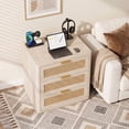 thumbnail image 3 of Biemlerfn Nightstand with Charging Station, 3 Drawers Bedside Table, Rattan End Table, Farmhouse Side Table for Bedroom, Living Room, Brown, 3 of 8