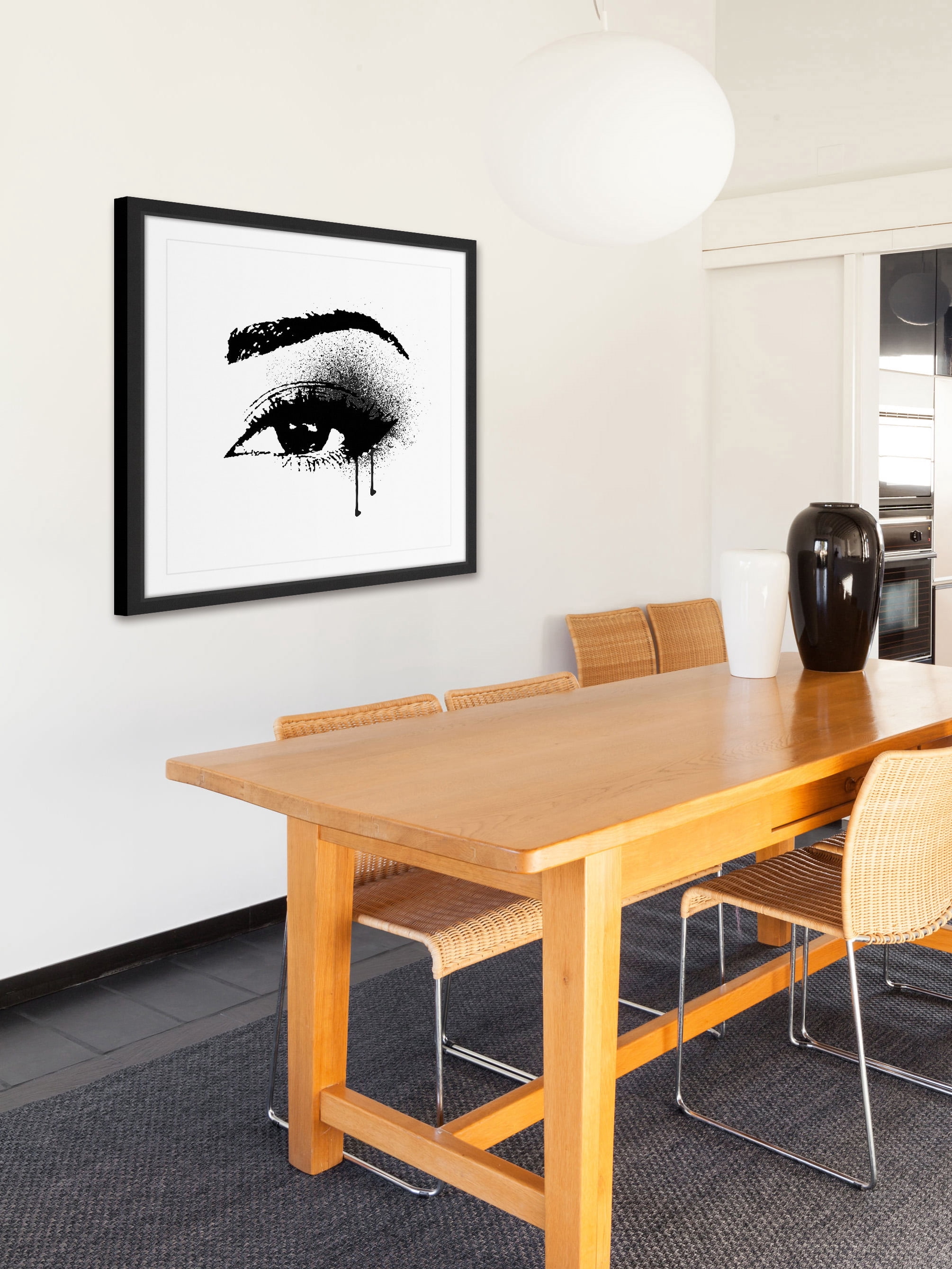 "Black Drip Eye" Framed Painting Print