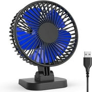 Fan, Small Desk Fan with 3 Settings, Personal Quiet Fan with Strong Airflow and Low Noise, 40 Tilt, Desktop Office Portable Cooling Fan - 3.9ft Cord (Blue)