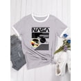 thumbnail image 5 of Hibeli Women Nasa Letter Tee Shirts Letter Print Contrast Color Retro T-shirts, 5 of 6