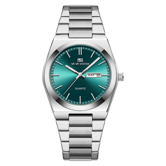 Resicozy Round Watch for Men Stainless Business Classic Dress Watches Display Date Quartz Wrist Watches Green