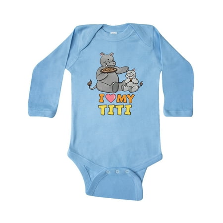 

Inktastic I Love My Titi Hippos Gift Baby Boy or Baby Girl Long Sleeve Bodysuit