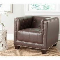 SAFAVIEH Bentley Rustic Glam Club Chair w/ Silver Nail Heads, Antique Brown