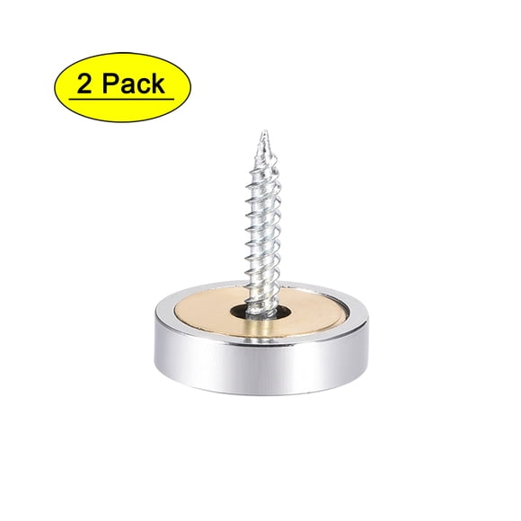 Tornillos de espejo de latón de 22 mm de diámetro, tapas decorativas, clavos cromo, 2 paquetes