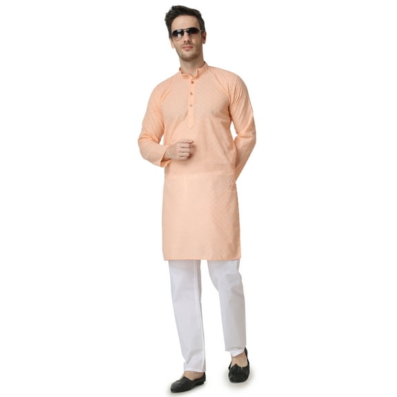 Royal Kurta Men's Cotton Chikankari Work Kurta Churidaar