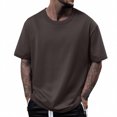 thumbnail image 2 of Cotton T-Shirts Mens Short Sleeve Crew Neck T Shirts Casual Classic Basic Tee Shirts Coffee L, 2 of 4