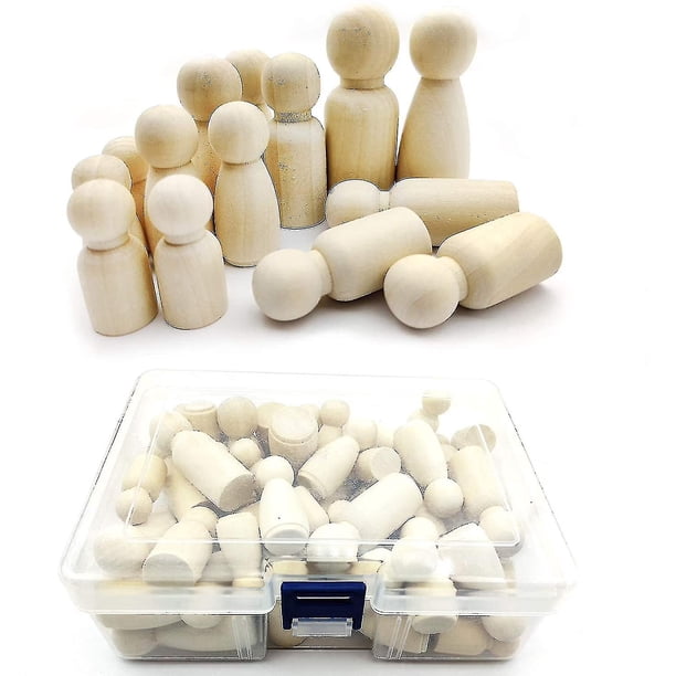 50 muñecos de madera con clavijas, figuras de madera con clavijas, personas sin terminar, muñecos con clavijas para manualidades