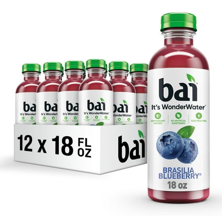 Bai Brasilia Blueberry Antioxidant Infused Water Beverage, 18 fl oz, 12 Pack Bottles
