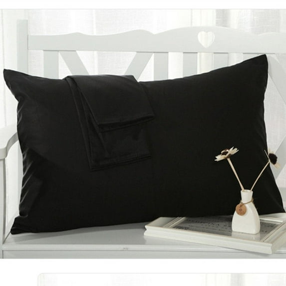 The Great American Store1800 Series Microfiber Solid Black, Bolster Lumbar Throw Pillowcases (12"x 24") - Envelope Closure End - Wrinkle, Fade, Stain Resistant - Hypoallergenic