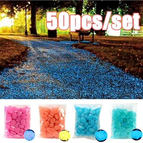 LINASHI 50Pcs Colorful Irregular Shape Glowing Stones, Fish Tank Glow Gravel, for Plant Aquariums Landscaping, Home Decor