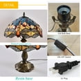 thumbnail image 6 of Orinova Tiffany Style Table Lamp Rose Bedside Desk LED Lamp Shades Bedroom Stained-Glass 18.1'' H Multi-Color, 6 of 6