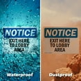 thumbnail image 6 of (2 Pack) Exit Here To Lobby Area OSHA Notice Sign 14 Inch X 10 Inch Indoor / Outdoor Rust-Free Aluminum Metal Signs for Workplace, Workshop, and Construction Site, Made in the USA, 6 of 8