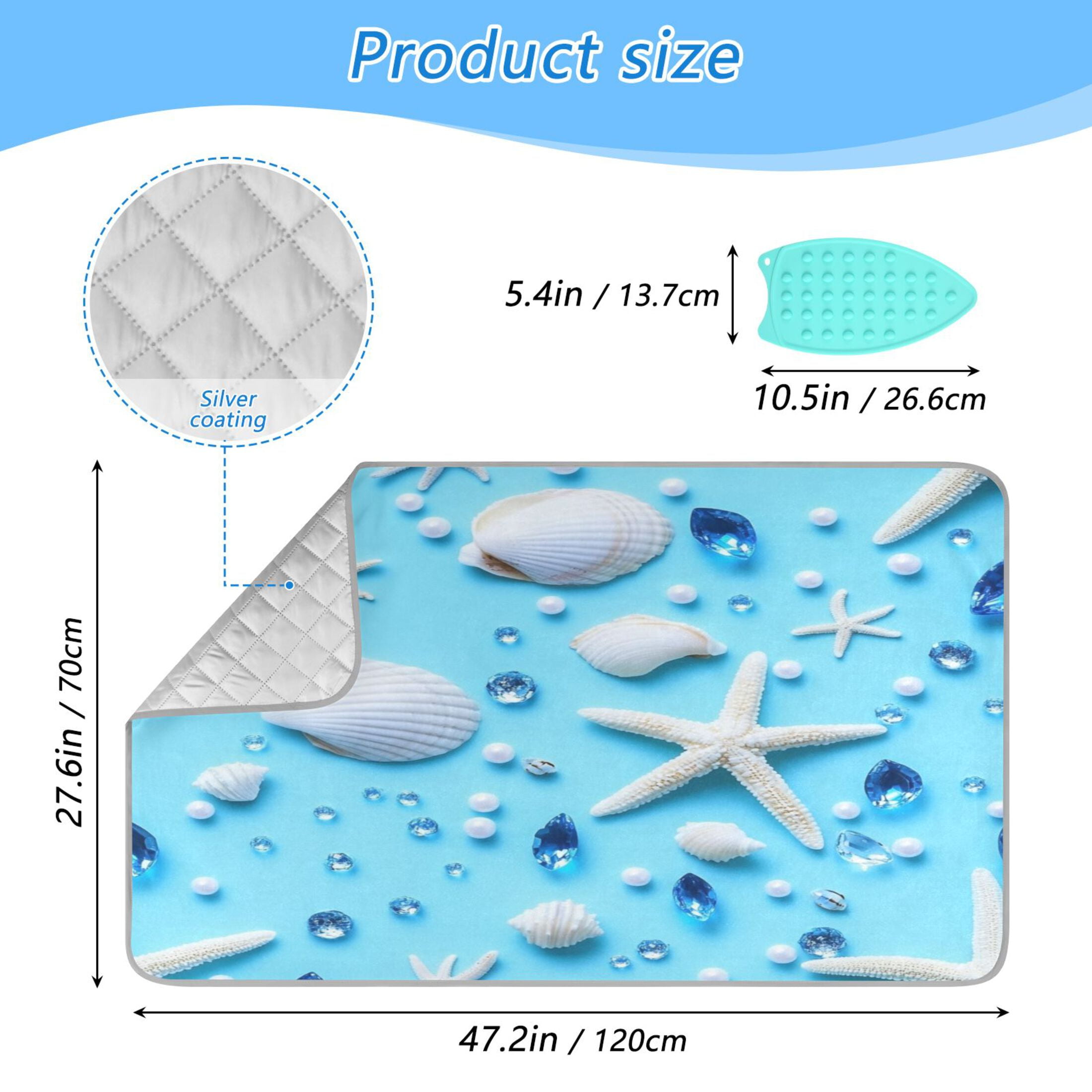 Ironing Mat Portable Ironing Blanket for Table Top Travel Ironing Pad for Washer Dryer 27.6" x 47.2" Light Blue Glass Beads