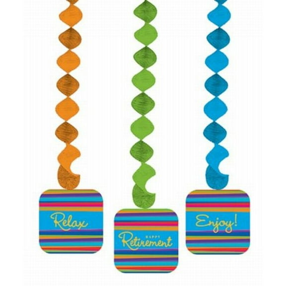 Retirement Stripes Hanging Cutouts 3 Per Pack