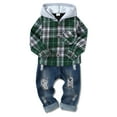 thumbnail image 2 of Toddler Baby Boys Clothes Outfits Kids Hoodie Flannel Shirts Set Plaid Hooded Tops +Jeans Pants Fall Winter 2-6T, 2 of 6