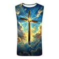 thumbnail image 2 of Mens Jesus Sleeveless T-Shirts Muscle Fit Tank Top 3D Print Cross Graphic Shirts Gym Workout Tee Shirt, 2 of 4