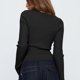 thumbnail image 3 of HongQid Women's Long Sleeve Open Front Cropped Lightweight Cardigan Sweater Button Down Shirt Fall Tops, 3 of 3