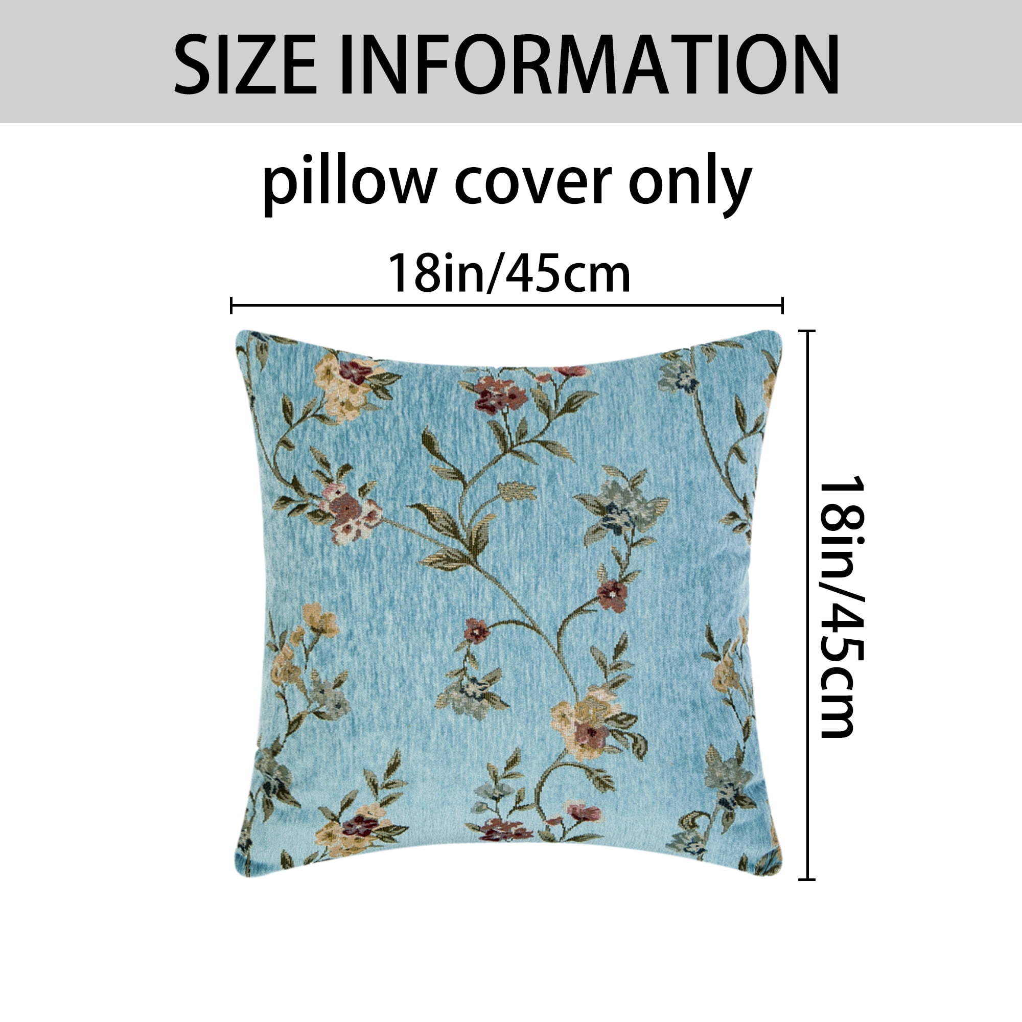 Unique Bargains Throw Pillow Covers Set of 2, Floral Decor Cushion Cover Green 18" x 18"