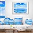 thumbnail image 3 of Designart Window Open to Blue Wavy Ocean - Seashore Throw Pillow - 16x16, 3 of 4