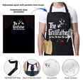 thumbnail image 3 of Delantal impermeable ajustable para hombre con bolsillo para cocina, babero negro con estampado de letras alrededor del cuello, estilo divertido, 3 of 5
