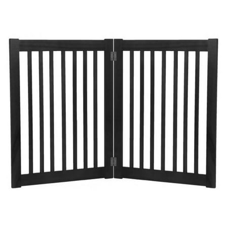 32" Highlander - 2 Panel Free Standing Wood Pet Gate - Black