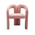 thumbnail image 5 of Modern Velvet Dining Chairs Set of 2, Upholstered Barrel Side Chairs Kitchen Armchair Accent Dining Chair, Comfy Vanity Chairs with Open-Back and 3 Legs, for Living Room/Dining Room/Bedroom, Pink, 5 of 9