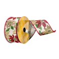 thumbnail image 1 of Vickerman Q214649 2.5 in. x 10 Yards Beige & Red Poinsettia Ribbon, 1 of 1