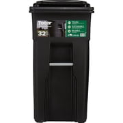 Toter 32 Gal. Black Outdoor Trash Can With Attached Lid and Wheels 79232-R2200