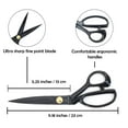 thumbnail image 2 of JubileeYarn Professional Fabric Scissors - Heavy Duty Carbon Steel - Multi Purpose Shears for Sewing Leather Tailor Dressmaking Craft - 9" Black - 1 Pair, 2 of 6