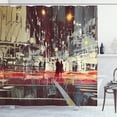 thumbnail image 1 of Ambesonne Modern Shower Curtain, Gloomy City Streets, 69"Wx70"L, Red Blue Grey, 1 of 3