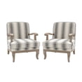 thumbnail image 4 of Farmhouse Style Armchair Set of 2 with Romantic Stripes & Foot Pads Protecting the Floor for Living Room, Lounge, Bedroom Stripe, 4 of 11