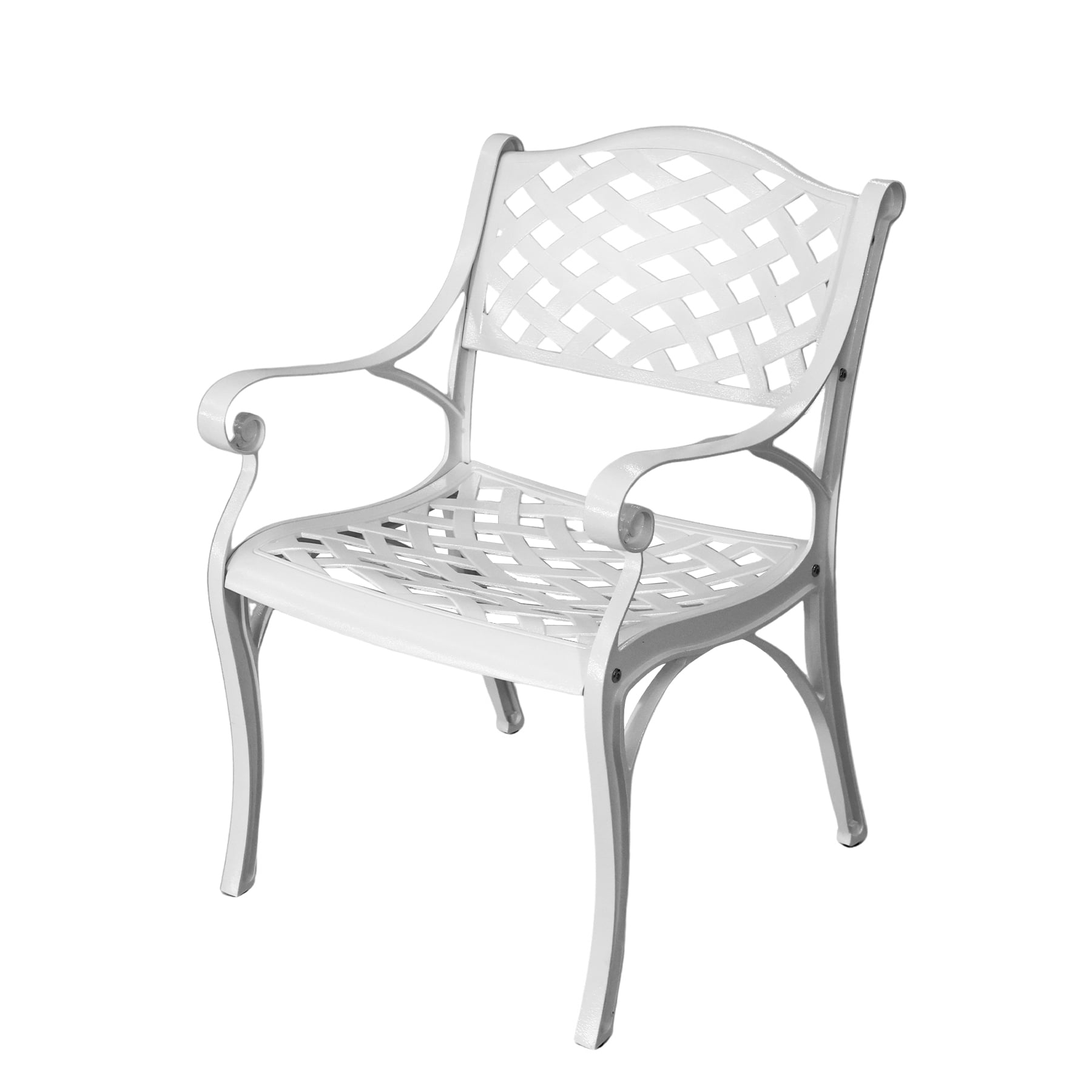 Patio Chairs Set 4 Pieces All Weather Bistro Dining Chair Set with Armrest, Cast Aluminum Outdoor Dining Chairs Set of 4 for Patio Furniture Outside Garden Deck, White