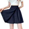 thumbnail image 2 of Only Moment Women's Casual Skort with Shorts Polyurethane Fiber Solid Basic Versatile Stretchy Flared Pleated Skater Mini Skirts Skorts for Wowomen Navy,M, 2 of 4