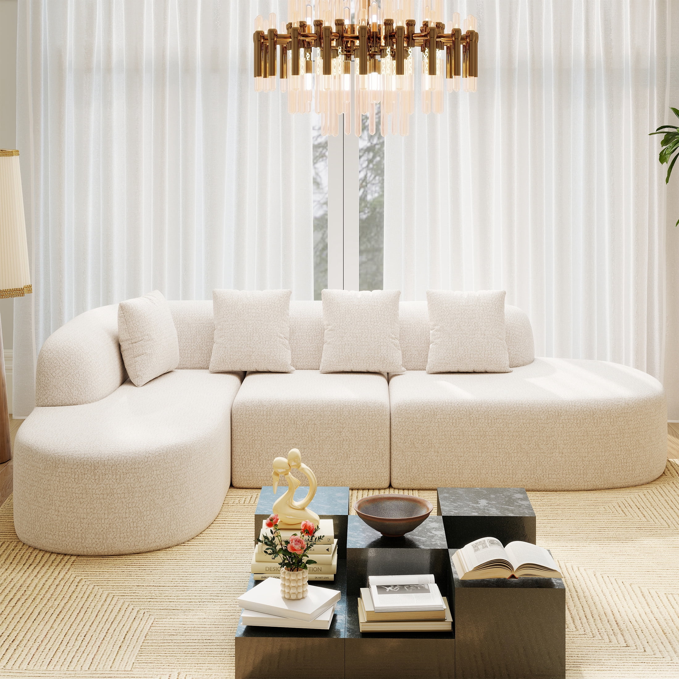 Daluvenix 114 Inch Boneless Couches for Living Room Modern Modular Sectional Sofa with Left Chaise L-Shape Cloud Sectional Couch