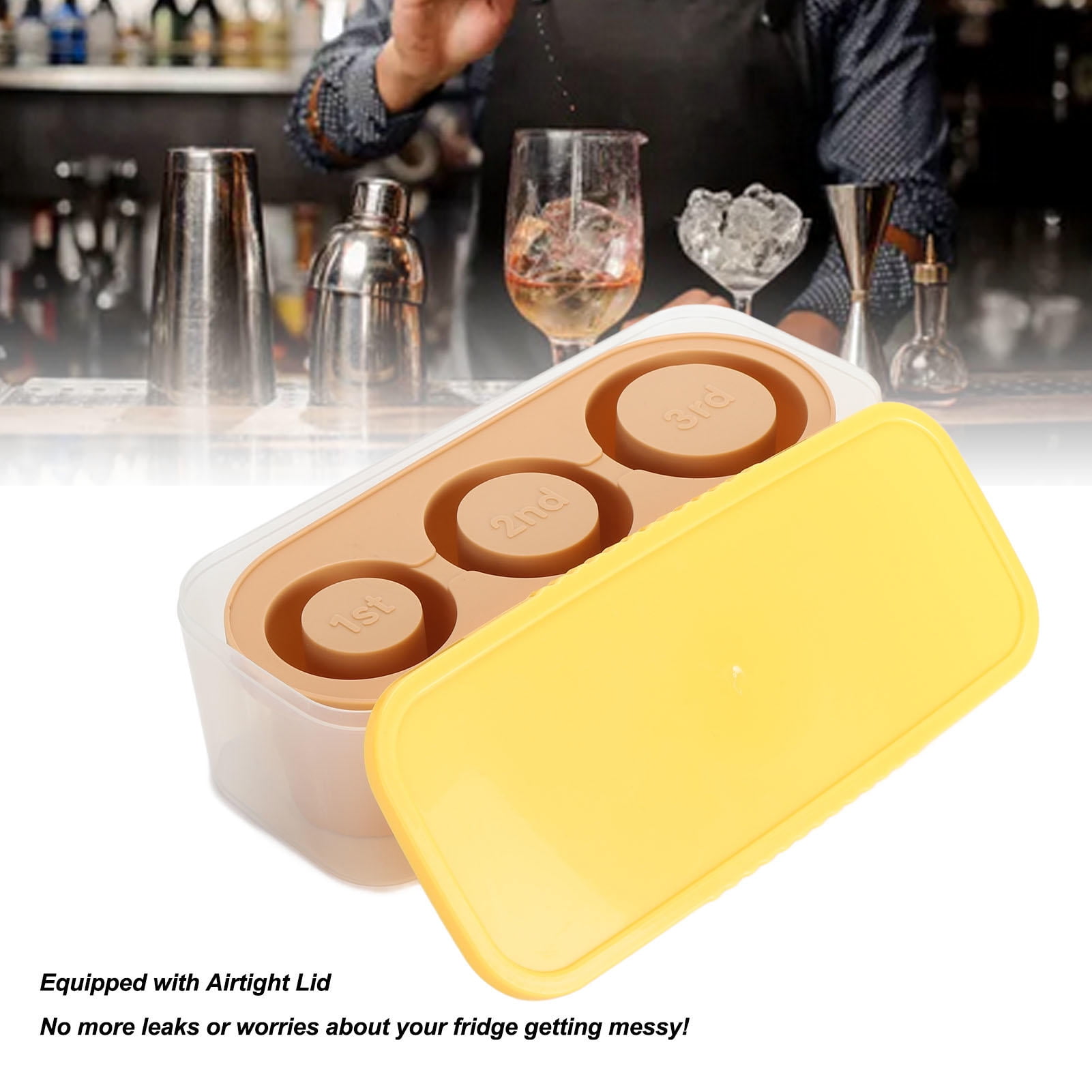 BOKYAN Large Capacity Silicone Ice Cube Tray – 3‑Size Hollow Cylinder Ice Cubes with Spill‑Resistant Lid, Easy Release, Food‑Grade, BPA‑Free