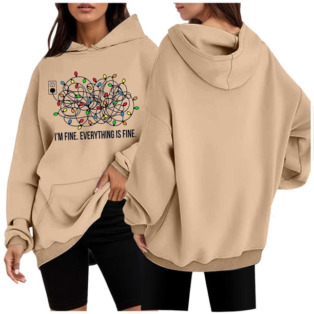 WILLBEST Sudaderas de Mujer con Capucha y Estampado Navideño Grande