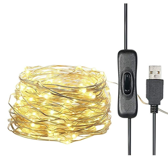 5m 50LED Lights USB Rope Lights IP65 Waterproof Wire Warm Christmas Tree