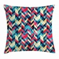thumbnail image 1 of Grunge Throw Pillow Cushion Cover, Hipster Zigzag Herringbone Retro Style Pattern Chevron Triangles with Grunge Effect, Decorative Square Accent Pillow Case, 16 X 16 Inches, Multicolor, by Ambesonne, 1 of 2