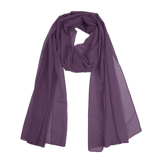 INSPIRAR CHIC Bufanda de Chiffon Sólido para Mujeres Ligera Suave Sheer Larga Envoltura para la Cabeza Chal Bufandas Púrpura Oscuro 68.9x27.6 pulgadas